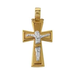 Gold Plated On Sterling Silver Byzantine Crucifix Cross Pendant