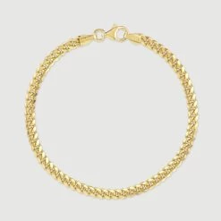 9ct Yellow Gold Plated Sterling Silver 4.2mm Cuban Bracelet