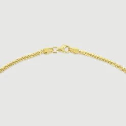 9ct Yellow Gold Plated Sterling Silver 2.7mm Diamond Cut Cuban Chain -Fashion Accessories Store gold plated sterling silver cuban chain clasp grey tchygcbn27 2000q6