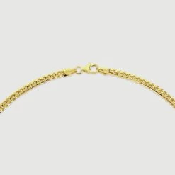 9ct Yellow Gold Plated Sterling Silver 4.2mm Diamond Cut Cuban Chain -Fashion Accessories Store gold plated sterling silver cuban chain clasp grey tchygcbn42