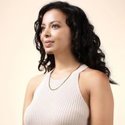 9ct Yellow Gold Plated Sterling Silver 3.5mm Diamond Cut Cuban Chain 16 9ct Yellow Gold Plated Sterling Silver 3.5mm Diamond Cut Cuban Chain -Fashion Accessories Store gold plated sterling silver cuban chain female model far vw tchygcbn35 2000q6