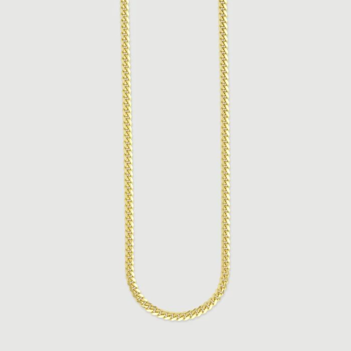 9ct Yellow Gold Plated Sterling Silver 3.5mm Diamond Cut Cuban Chain 2 9ct Yellow Gold Plated Sterling Silver 3.5mm Diamond Cut Cuban Chain - Image 2