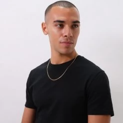 9ct Yellow Gold Plated Sterling Silver 3.5mm Diamond Cut Cuban Chain 14 9ct Yellow Gold Plated Sterling Silver 3.5mm Diamond Cut Cuban Chain -Fashion Accessories Store gold plated sterling silver cuban chain male model far view tchygcbn35 2000q6