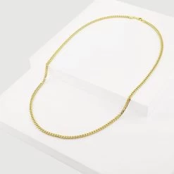 9ct Yellow Gold Plated Sterling Silver 3.5mm Diamond Cut Cuban Chain 12 9ct Yellow Gold Plated Sterling Silver 3.5mm Diamond Cut Cuban Chain -Fashion Accessories Store gold plated sterling silver cuban chain whole view grey tchygcbn35 2000q6