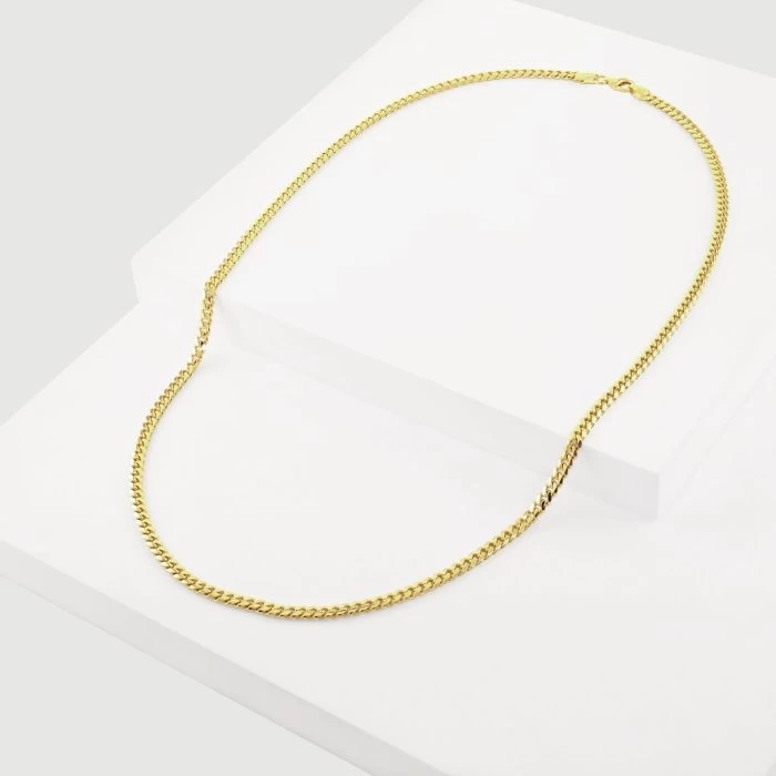 9ct Yellow Gold Plated Sterling Silver 3.5mm Diamond Cut Cuban Chain 4 9ct Yellow Gold Plated Sterling Silver 3.5mm Diamond Cut Cuban Chain - Image 4
