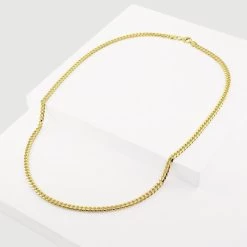 9ct Yellow Gold Plated Sterling Silver 4.2mm Diamond Cut Cuban Chain -Fashion Accessories Store gold plated sterling silver cuban chain whole view grey tchygcbn42 2000q6