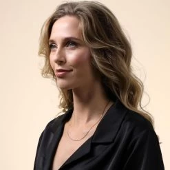 9ct Rose Gold Plated 1.2mm Diamond Cut Curb Chain Necklace -Fashion Accessories Store gold plated sterling silver curb chain female model far view tchrgcu12 2000q6