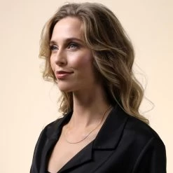 9ct Yellow Gold Plated 1.2mm Diamond Cut Curb Chain Necklace -Fashion Accessories Store gold plated sterling silver curb chain female model far view tchygcu12 2000q6