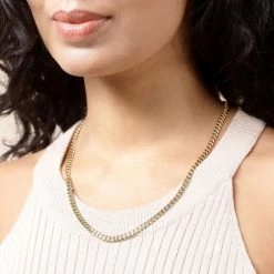 9ct Gold Plated Sterling Silver 4.3mm Diamond Cut Curb Chain -Fashion Accessories Store gold plated sterling silver curb chain female model near vw tchygcu43 2000q6