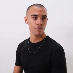 9ct Yellow Gold Plated 1.5mm Diamond Cut Curb Chain Necklace -Fashion Accessories Store gold plated sterling silver curb chain male model far view tchygcu15 2000q6