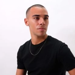 9ct Yellow Gold Plated 1.8mm Diamond Cut Curb Chain Necklace -Fashion Accessories Store gold plated sterling silver curb chain male model far view tchygcu18 2000q6