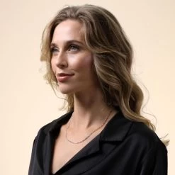 9ct Yellow Gold Plated 2mm Diamond Cut Figaro Chain Necklace -Fashion Accessories Store gold plated sterling silver figaro chain female model far view tchygdcfg21 2000q6