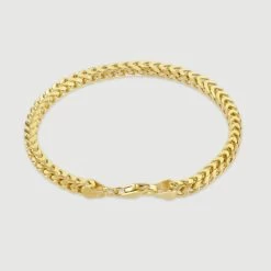 9ct Gold Plated Sterling Silver 4mm Franco Bracelet -Fashion Accessories Store gold plated sterling silver franco bracelet angle v tchygbrfro40 2000q6