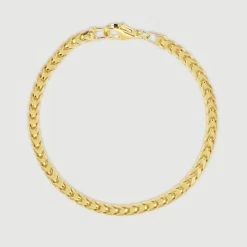 9ct Gold Plated Sterling Silver 4mm Franco Bracelet