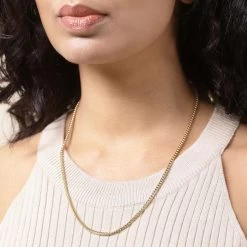 9ct Yellow Gold Plated Sterling Silver 2.5mm Franco Chain -Fashion Accessories Store gold plated sterling silver franco chain female model near vw tchygfro25 2000q6