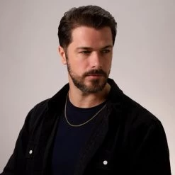 9ct Yellow Gold Plated Sterling Silver 2.5mm Franco Chain -Fashion Accessories Store gold plated sterling silver franco chain male model far view tchygfro25 2000q6