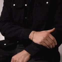 9ct Yellow Gold Plated Sterling Silver 3.7mm Diamond Cut Marina Bracelet -Fashion Accessories Store gold plated sterling silver marina bracelet male model far view tchygbrma37 2000q6 1