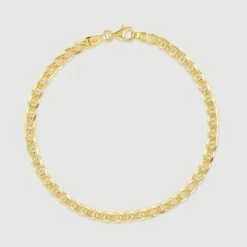 9ct Yellow Gold Plated Sterling Silver 3.7mm Diamond Cut Marina Bracelet