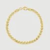 9ct Gold Plated Sterling Silver 4.6mm Diamond Cut Marina Bracelet