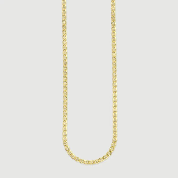 9ct Yellow Gold Plated Sterling Silver 3.1mm Diamond Cut Marina Chain 2 9ct Yellow Gold Plated Sterling Silver 3.1mm Diamond Cut Marina Chain - Image 2