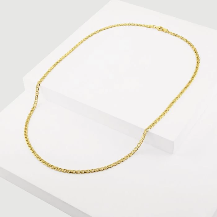 9ct Yellow Gold Plated Sterling Silver 3.1mm Diamond Cut Marina Chain 4 9ct Yellow Gold Plated Sterling Silver 3.1mm Diamond Cut Marina Chain - Image 4