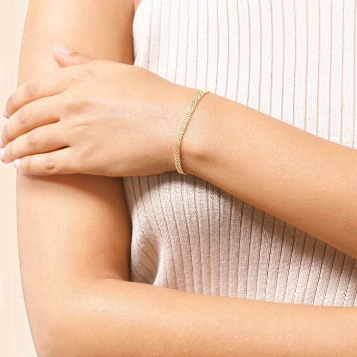 Yellow Gold Plated Sterling Silver 3.9mm Mesh Bracelet 2 Yellow Gold Plated Sterling Silver 3.9mm Mesh Bracelet - Image 2