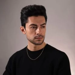 9ct Yellow Gold Plated 2mm Loose Rope Prince Of Wales Chain Necklace -Fashion Accessories Store gold plated sterling silver prince wales chain male model far view tchyglrpw2 2000q6