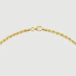9ct Yellow Gold Plated Sterling Silver 3.3mm Diamond Cut Rope Chain -Fashion Accessories Store gold plated sterling silver rope chain clasp grey tchygro33 2000q6