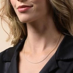 9ct Yellow Gold Plated 1.2mm Rope Chain Necklace -Fashion Accessories Store gold plated sterling silver rope chain female model close view tchygro12 2000q6