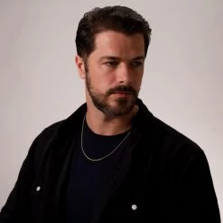 9ct Yellow Gold Plated 1.8mm Diamond Cut Rope Chain Necklace -Fashion Accessories Store gold plated sterling silver rope chain male model far view tchygro18 2000q6