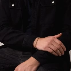 9ct Gold Plated Sterling Silver 3.7mm Rounded Box Bracelet -Fashion Accessories Store gold plated sterling silver round box bracelet male model far view tchygbxr37 2000q6