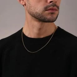 9ct Yellow Gold Plated 1.9mm Snake Chain Necklace 11 9ct Yellow Gold Plated 1.9mm Snake Chain Necklace -Fashion Accessories Store gold plated sterling silver snake chain male model close view tchygrsn19 2000q6