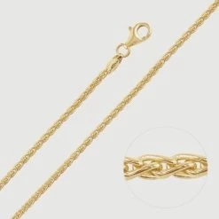 9ct Yellow Gold Plated Sterling Silver 2.5mm Spiga Wheat Chain