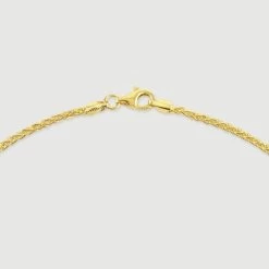 9ct Yellow Gold Plated Sterling Silver 2.5mm Spiga Wheat Chain -Fashion Accessories Store gold plated sterling silver spiga chain clasp grey tchygsp25 2000q6