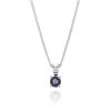 Sterling Silver February Amethyst Birthstone Necklace With Curb Chain