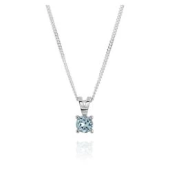 Sterling Silver December Blue Topaz Birthstone Necklace With Curb Chain