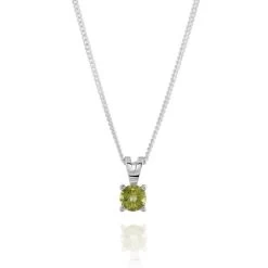 Sterling Silver August Peridot Birthstone Necklace With Curb Chain
