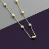 9ct Yellow Gold Plated Sterling Silver Oval Beaded Diamond Cut Trace Chain Necklace
