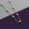 9ct Rose Gold Plated Sterling Silver Oval Beaded Diamond Cut Trace Chain Necklace