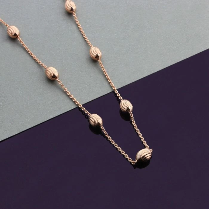 9ct Rose Gold Plated Sterling Silver Oval Beaded Diamond Cut Trace Chain Necklace 1 9ct Rose Gold Plated Sterling Silver Oval Beaded Diamond Cut Trace Chain Necklace