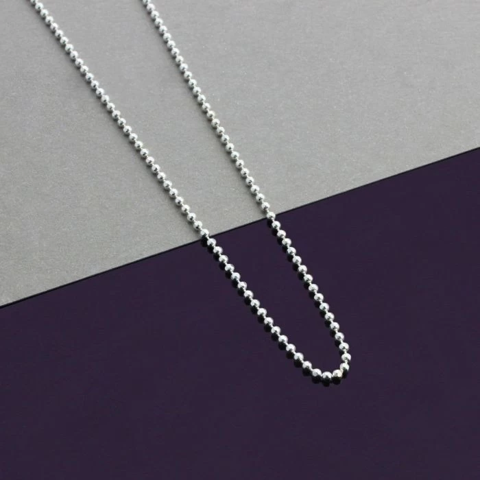 Sterling Silver 1.5mm Diamond Cut Ball Bead Chain Necklace 2 Sterling Silver 1.5mm Diamond Cut Ball Bead Chain Necklace - Image 2