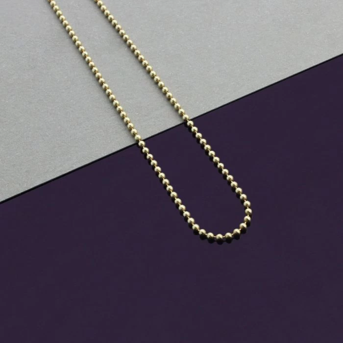 9ct Yellow Gold Plated 1.5mm Ball Bead Chain Necklace 3 9ct Yellow Gold Plated 1.5mm Ball Bead Chain Necklace - Image 3