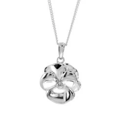 Sterling Silver FEBRUARY VIOLET Necklace With Curb Chain