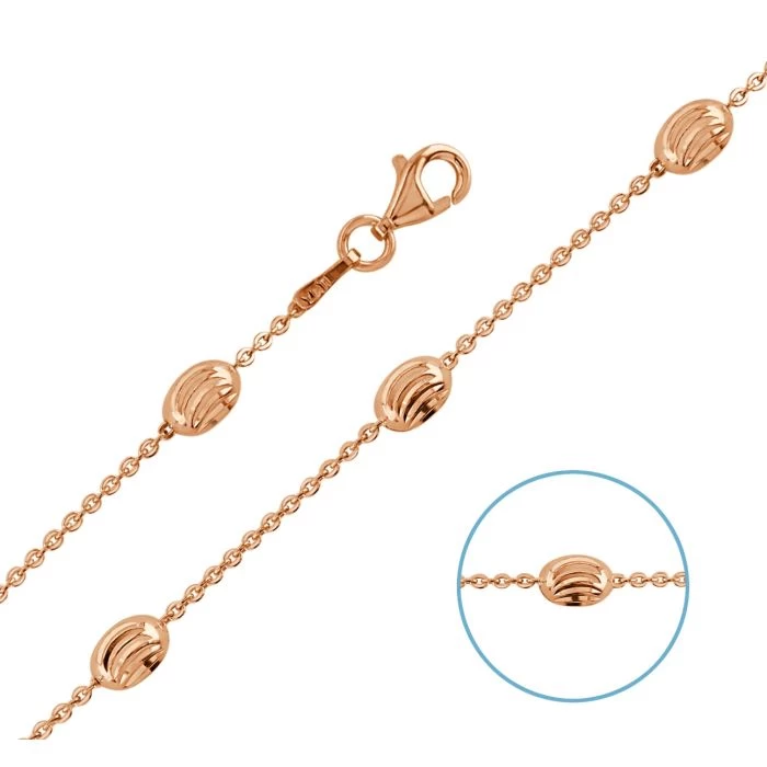 9ct Rose Gold Plated Sterling Silver Oval Beaded Diamond Cut Trace Chain Necklace 3 9ct Rose Gold Plated Sterling Silver Oval Beaded Diamond Cut Trace Chain Necklace - Image 3