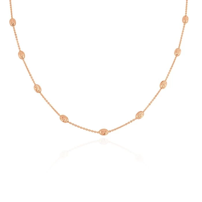 9ct Rose Gold Plated Sterling Silver Oval Beaded Diamond Cut Trace Chain Necklace 2 9ct Rose Gold Plated Sterling Silver Oval Beaded Diamond Cut Trace Chain Necklace - Image 2