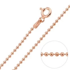 9ct Rose Gold Plated 1.5mm Ball Bead Chain Necklace