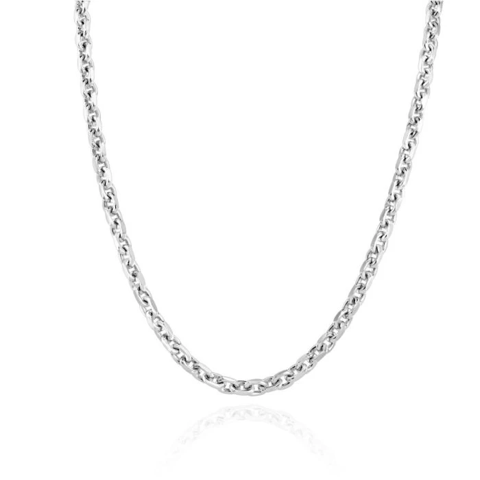 Sterling Silver 3mm Anchor Chain Necklace Diamond Cut 2 Sterling Silver 3mm Anchor Chain Necklace Diamond Cut - Image 2