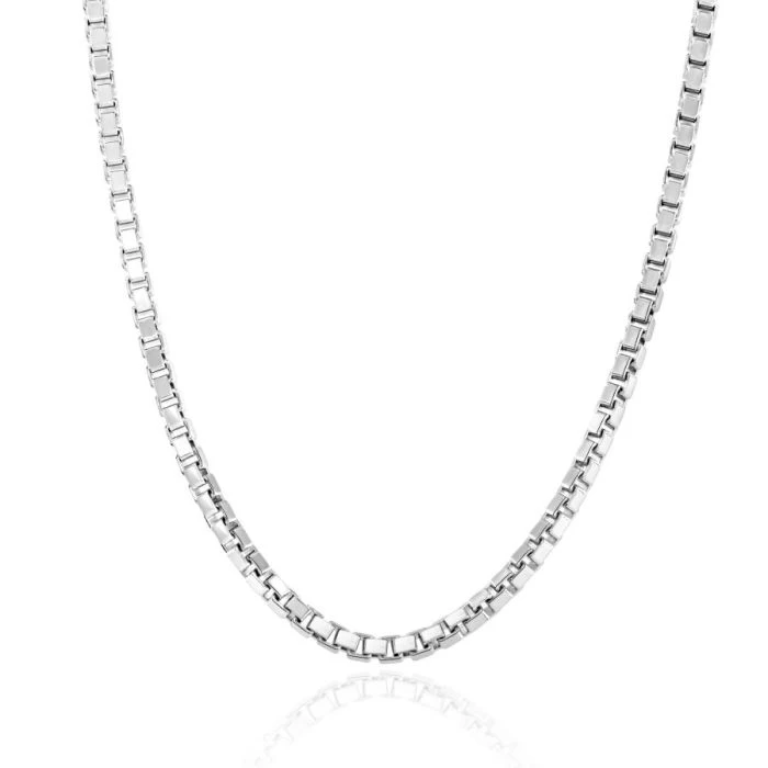 Sterling Silver 2.3mm Box Chain Necklace Diamond Cut 4 Sterling Silver 2.3mm Box Chain Necklace Diamond Cut - Image 4