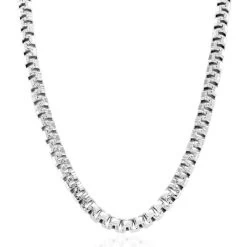 Sterling Silver 4.6mm Greek Box Pave Chain Necklace -Fashion Accessories Store sterling sillver greek box chain 4 6mm 900px hanging