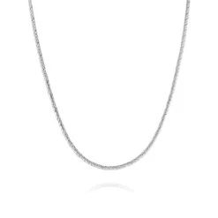 Sterling Silver 2mm Twisted Round Foxtail Chain Necklace -Fashion Accessories Store sterling silver 2mm twisted foxtail chain diamond cut hanging